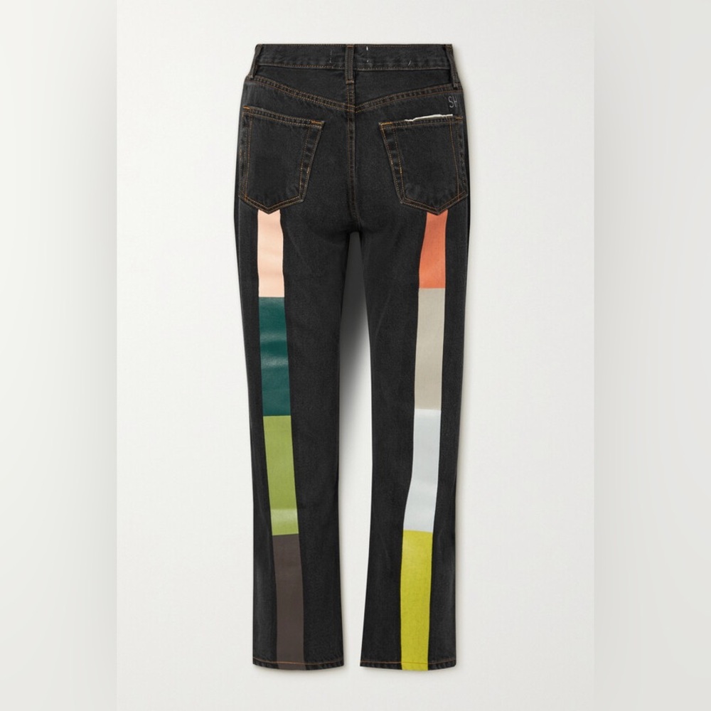 Still Here Tate Jeans - Black Straight Fit Jeans with Rainbow details on back